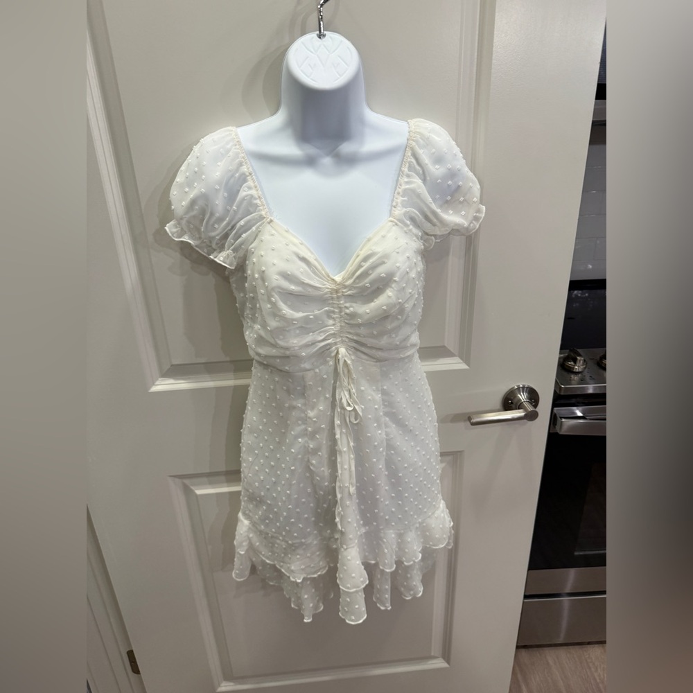 Elegant White Ruched Dress